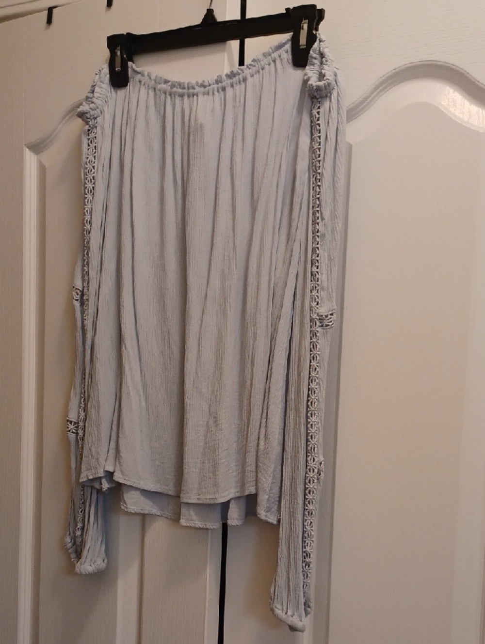 Sanctuary Light Blue Off The Shoulder Long Sleeve Top
